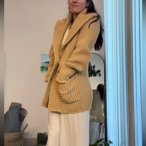 Free People Ribbed Beige Cardigan